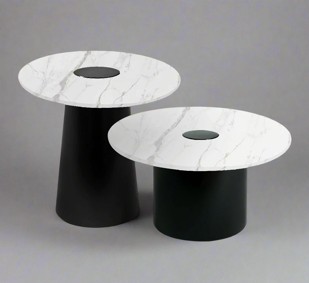 The Classic Greek Calacatta (2 Tables-Round & Cone Base)