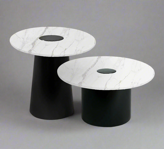 The Classic Greek Calacatta (2 Tables-Round & Cone Base)